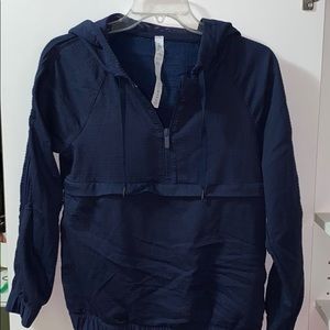 LULULEMON packable lightweight puckered pullover half zip jacket 4 Blue EUC!